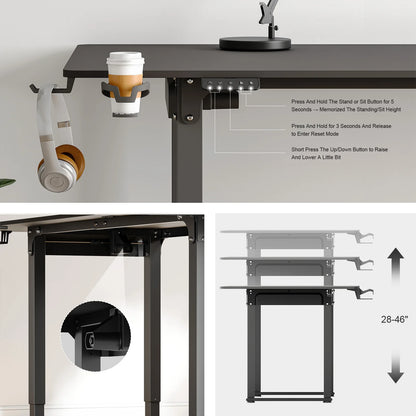 Standing Desk,63/71x43 Inches L Shaped Desk, Adjustable Height