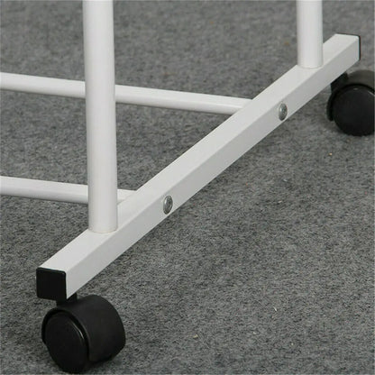 Coat Rack Double Rail Rolling Stand Shoes Rack Storage Shelf