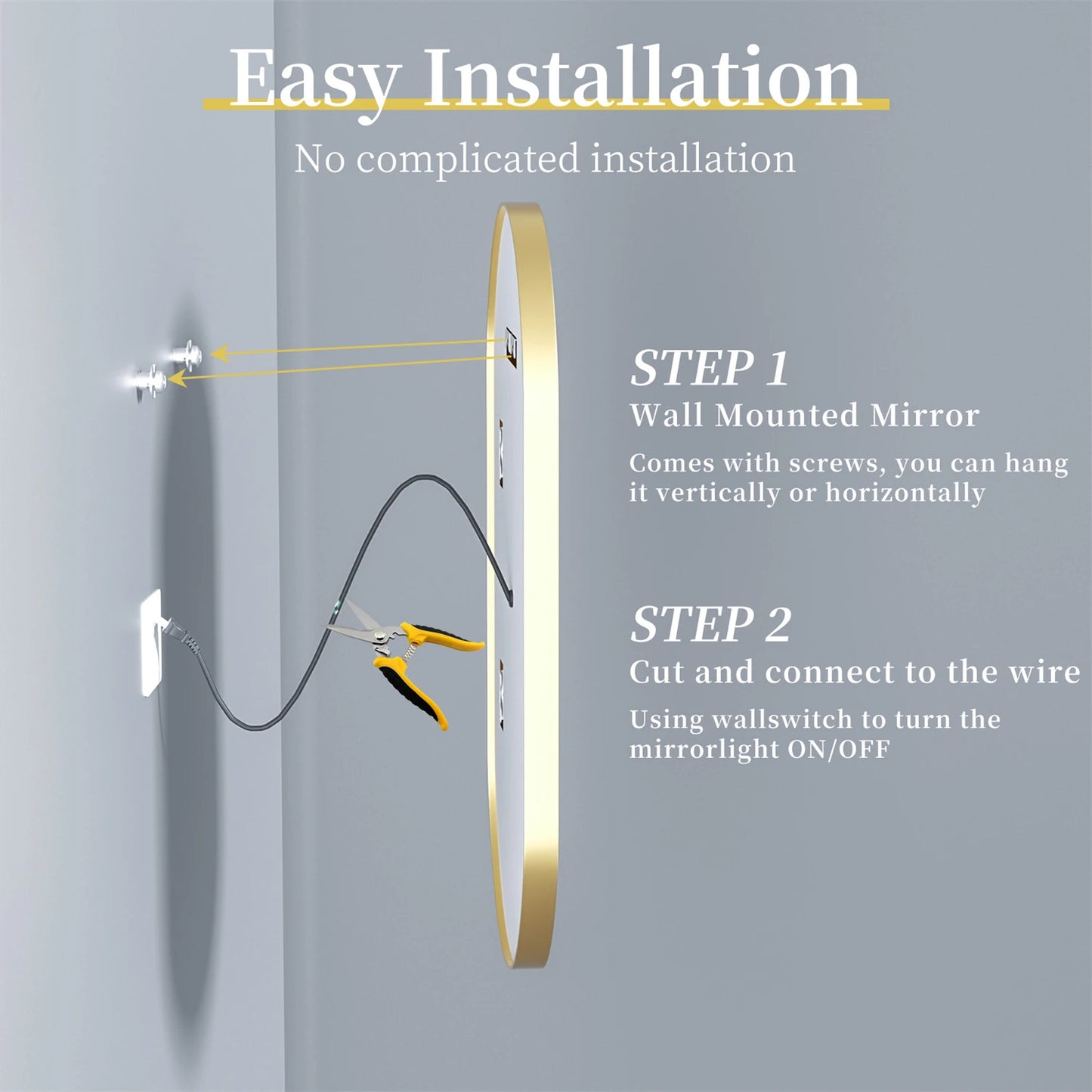 Gold Frame Oval Bathroom Mirror LED Lighted
