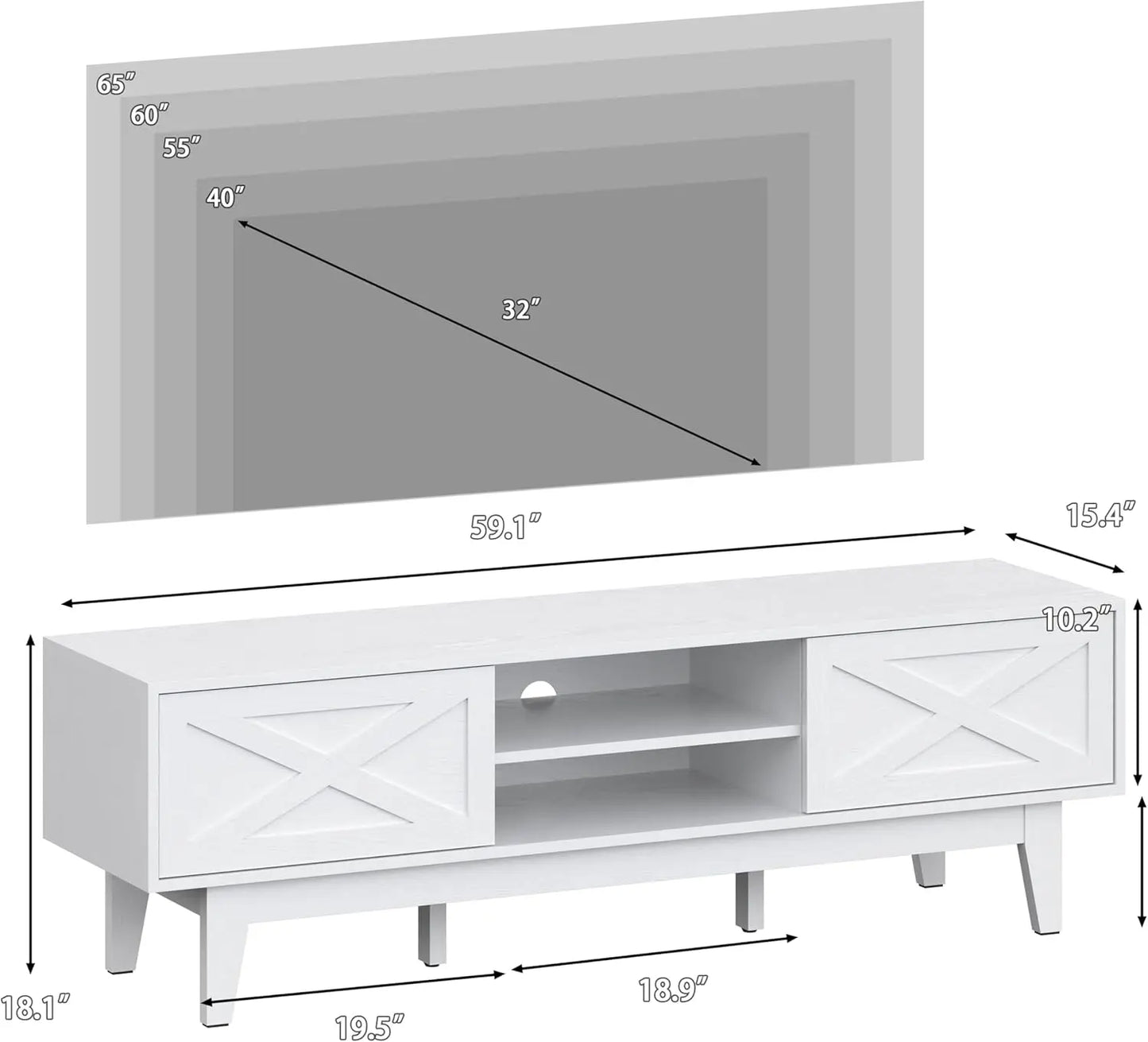 TV Stand for 55 65 Inch TV with Shelves