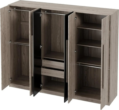 Wooden Armoire Wardrobe Cabinet with 6 Doors