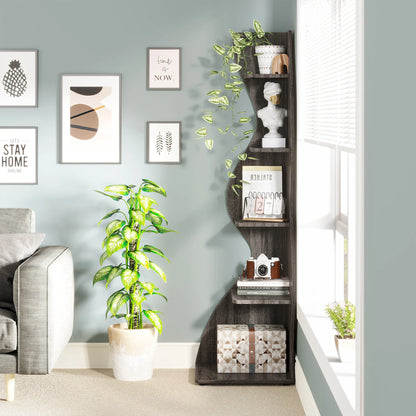 Corner bookShelf, 5-Tier Stylish Corner Bookcase