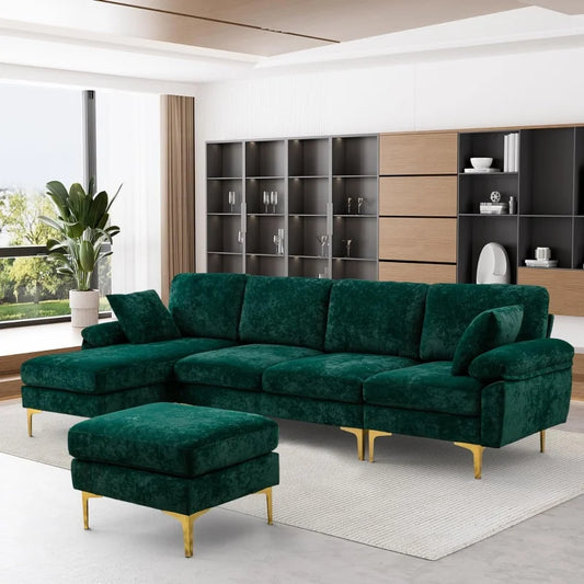 Sofa couch,4 Seat ,L-Shaped Velvet with Chaise Lounge