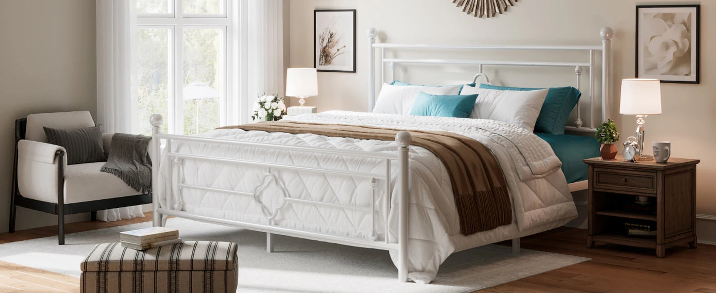 Metal Platform Bed Frame, – Full, Queen, Twin & King Sizes