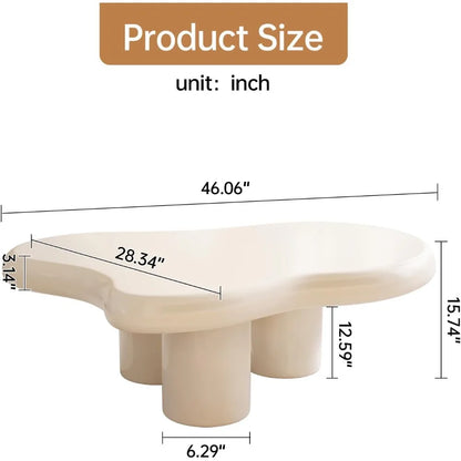 Coffee Table Cloud,Unique Wavy Design, Irregular Shape Living Room Coffee Table, Modern Aesthetic Cute Funky Indoor Center Table