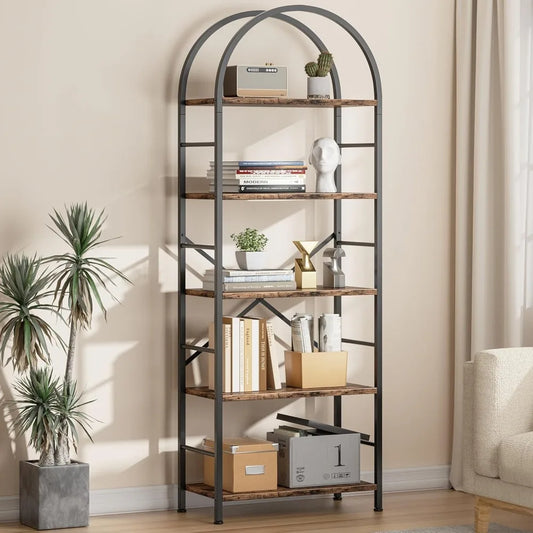 5 Tier Bookcase,  Tall Modern Bookshelf
