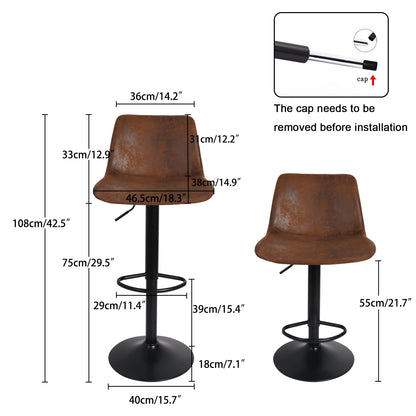 2x Industrial Vintage Tall Bar Stools Adjustable
