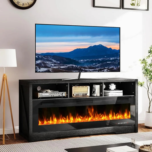 Fireplace TV Stands with Open Storage Shelve