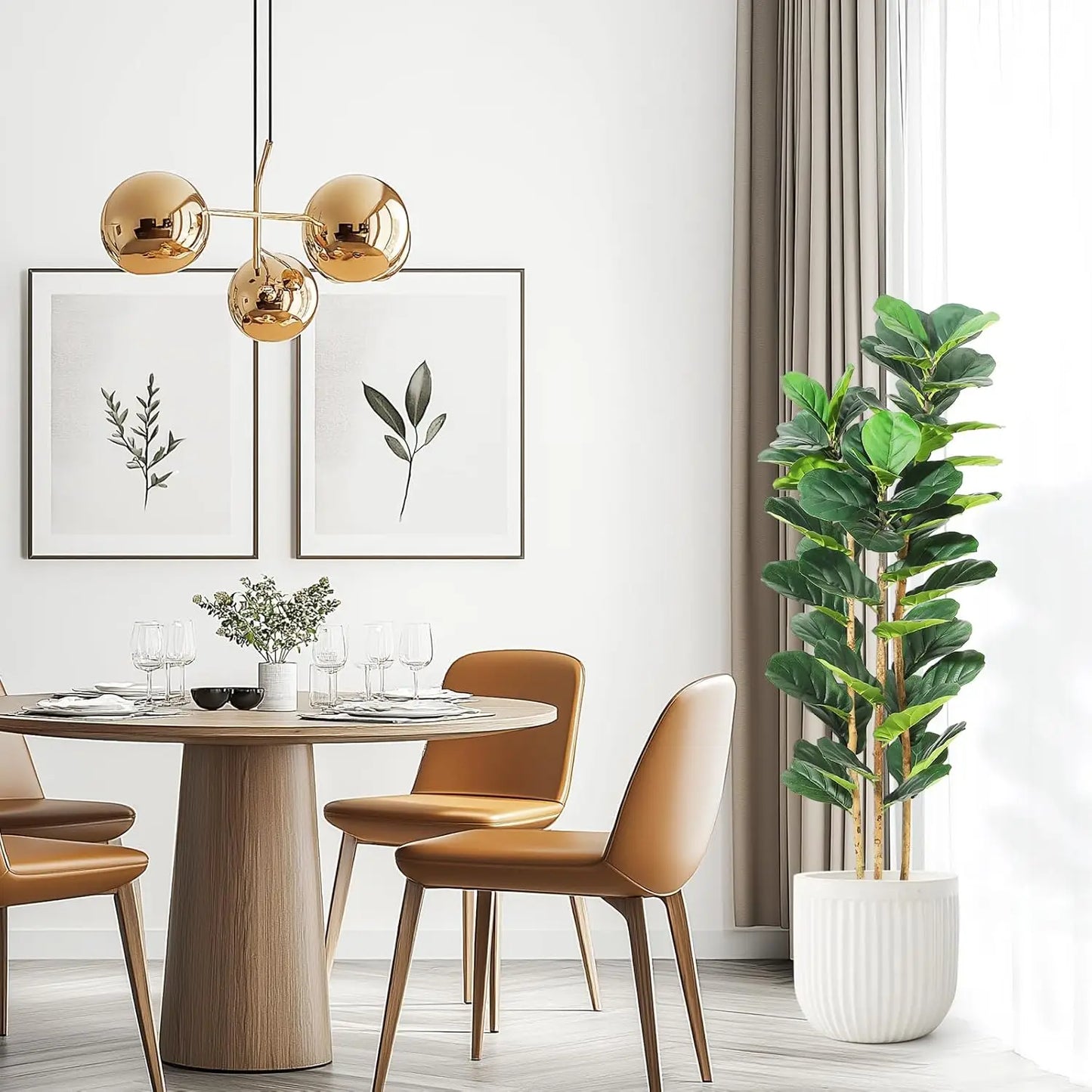 Artificial Fiddle Leaf Fig Tree with Pot Faux