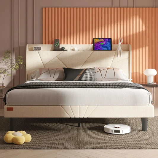 Bed Frame with Charging Ports – Full, Queen & King Sizes