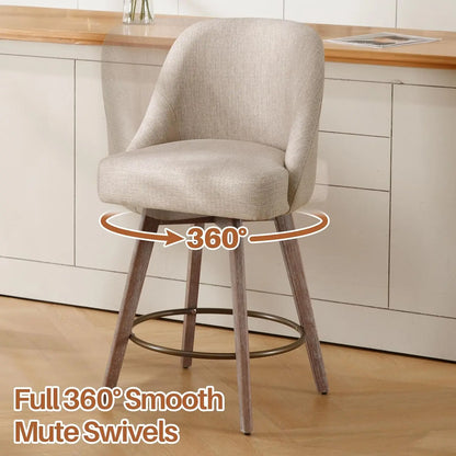 Counter Height Bar Stools Set of 3 with Backs and Wood Legs