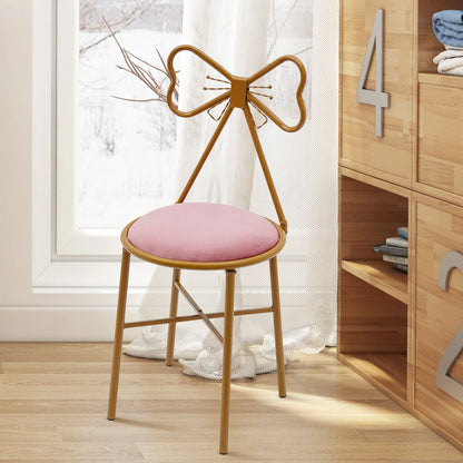 Velvet Makeup Chair Metal Frame Butterfly Backrest Chair