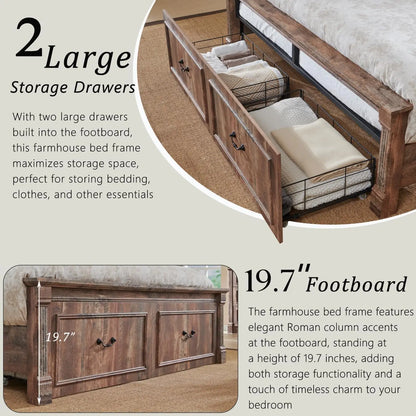 Queen Size Bed Frame, with Storage Drawers