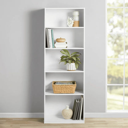 5-Shelf Bookcase , True Black Oak/White Bookshelf