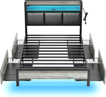 Bed Frame with Storage Drawers – Full/Queen/King Size