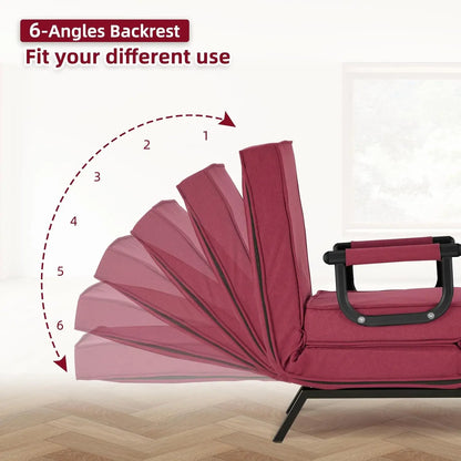 Convertible Chair, Tri-fold Upholstered Armchair Sleeper with Pillow