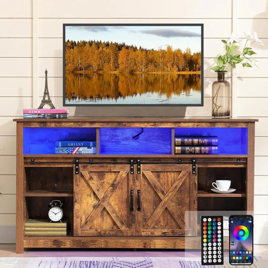 57” Wooden Farmhouse TV Stand for 60/65 inch TV