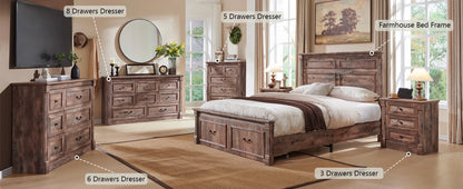Queen Size Bed Frame, with Storage Drawers