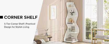 Corner bookShelf, 5-Tier Stylish Corner Bookcase