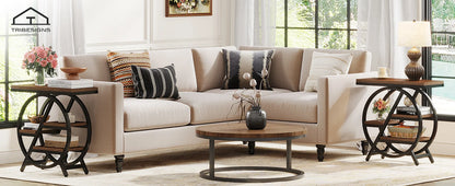 Tribesigns End Table, Narrow End Table with 3 Storage Shelves, Wooden Side Table, Industrial Small Sofa Side Table