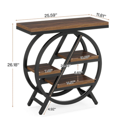 Tribesigns End Table, Narrow End Table with 3 Storage Shelves, Wooden Side Table, Industrial Small Sofa Side Table
