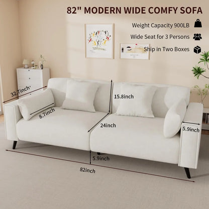 Comfy Sofa with 2 Throw Pillow | 2 Armrest Pillow, 3 Seater Couches