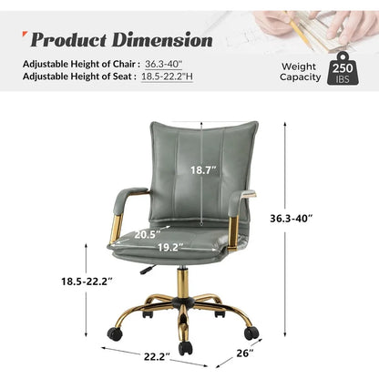 Office Chair, Adjustable Swivel with Golden Legs