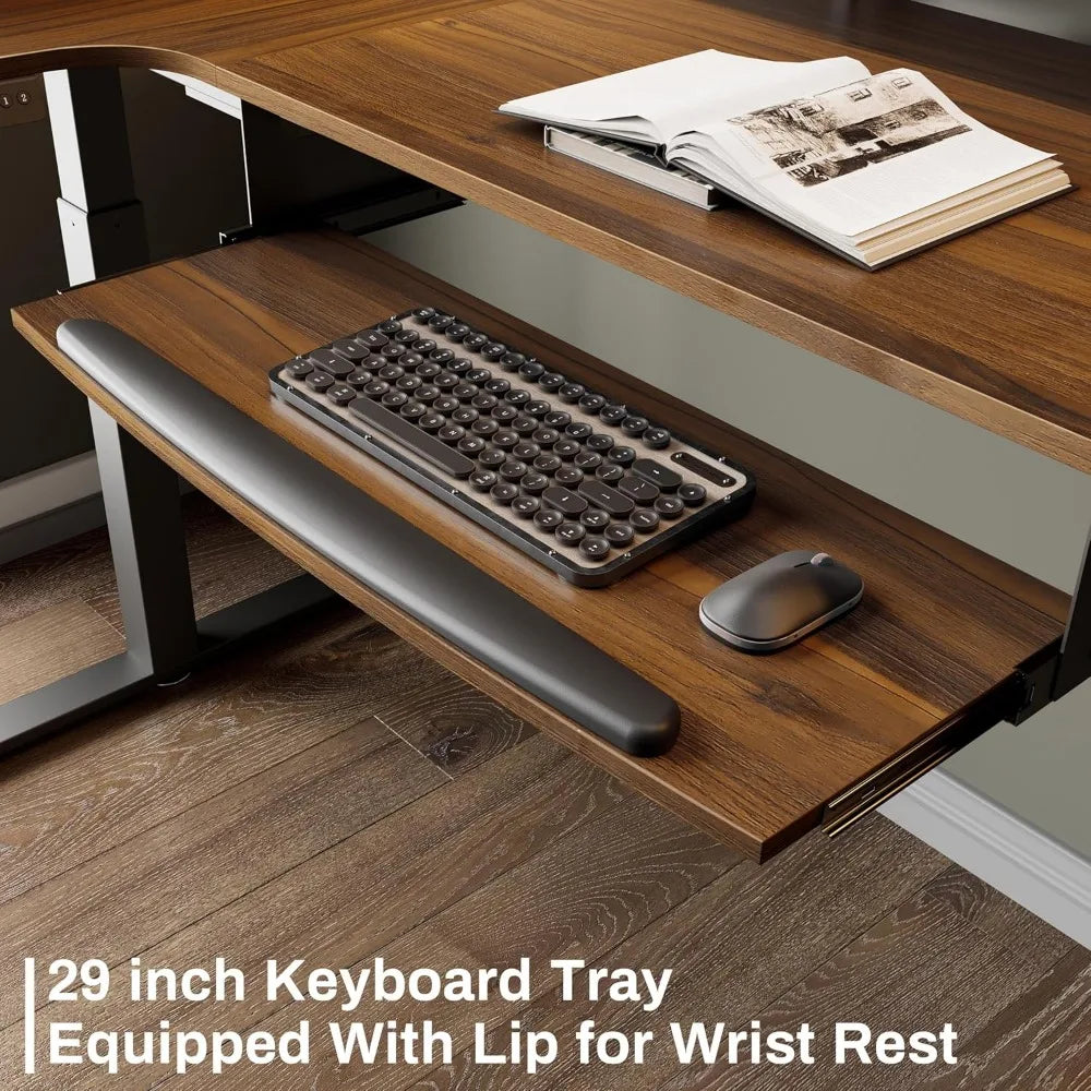 L-Shaped Desk  61"x43" with Keyboard Tray