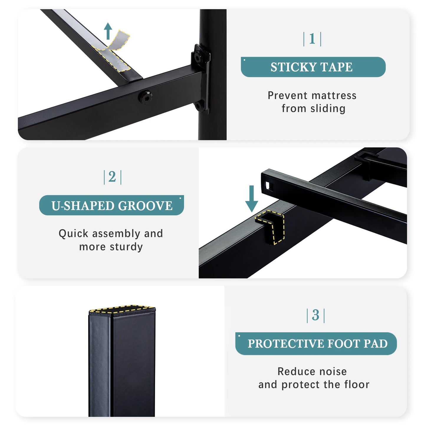 Metal Platform Bed Frame, – Full, Queen, Twin & King Sizes