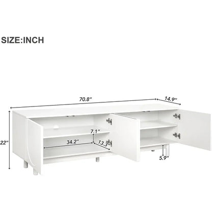 70" Wood TV Stand with 2 Storage Cabinets