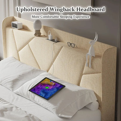 Bed Frame with Charging Ports – Full, Queen & King Sizes