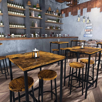 3 Piece Pub Dining Set, 2 Kitchen Counter Height Wood Top Bistro Easy Assemble Small Space Restaurant, 24”, Dinings Room Sets