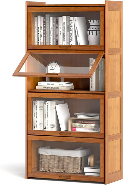 Bookcase with Doors, Bookshelf with Flip-up Doors