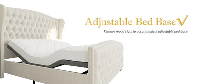 King& Queen Size Bed Frame, Velvet Upholstered