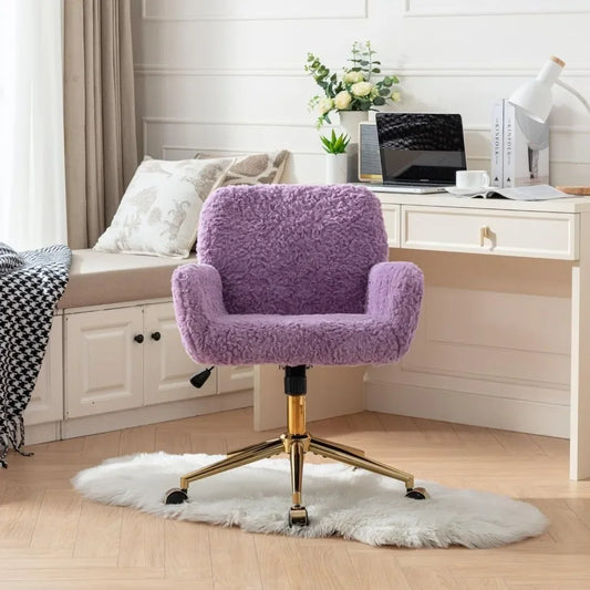 Purple Faux Fur Home Office Chair