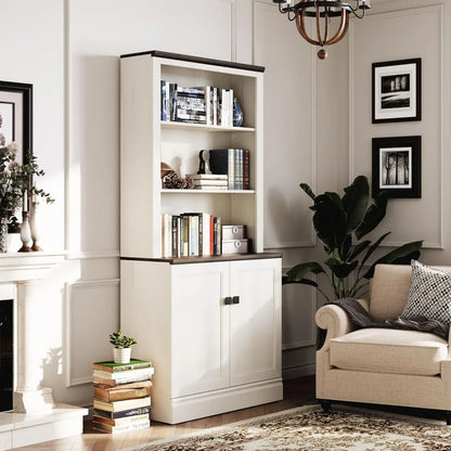 5 Tier Bookcase, Bookshelf with Adjustable Shelves