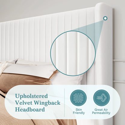 Bed Frame with Wingback Headboard – Full, Queen & King