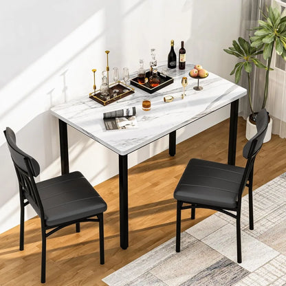 3 Piece Dining Tables Set, Small Industrial Kitchen Table and 2 Chairs, Kitchen Breakfast Dining Table Set, Breakfast Table Set