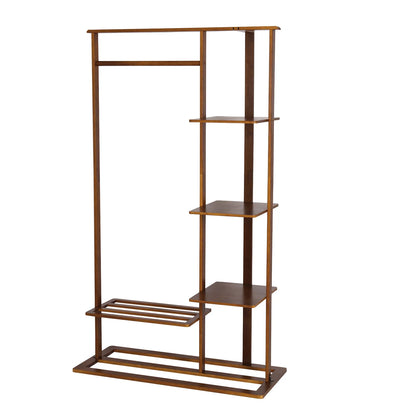 3-in-1 Bamboo Coat Rack with Shelves & Shoe Bench