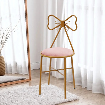 Velvet Makeup Chair Metal Frame Butterfly Backrest Chair