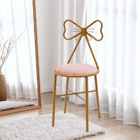Velvet Makeup Chair Metal Frame Butterfly Backrest Chair