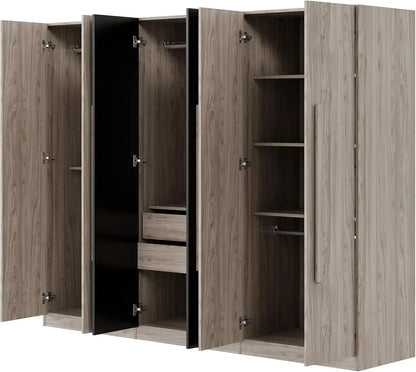 Wooden Armoire Wardrobe Cabinet with 6 Doors