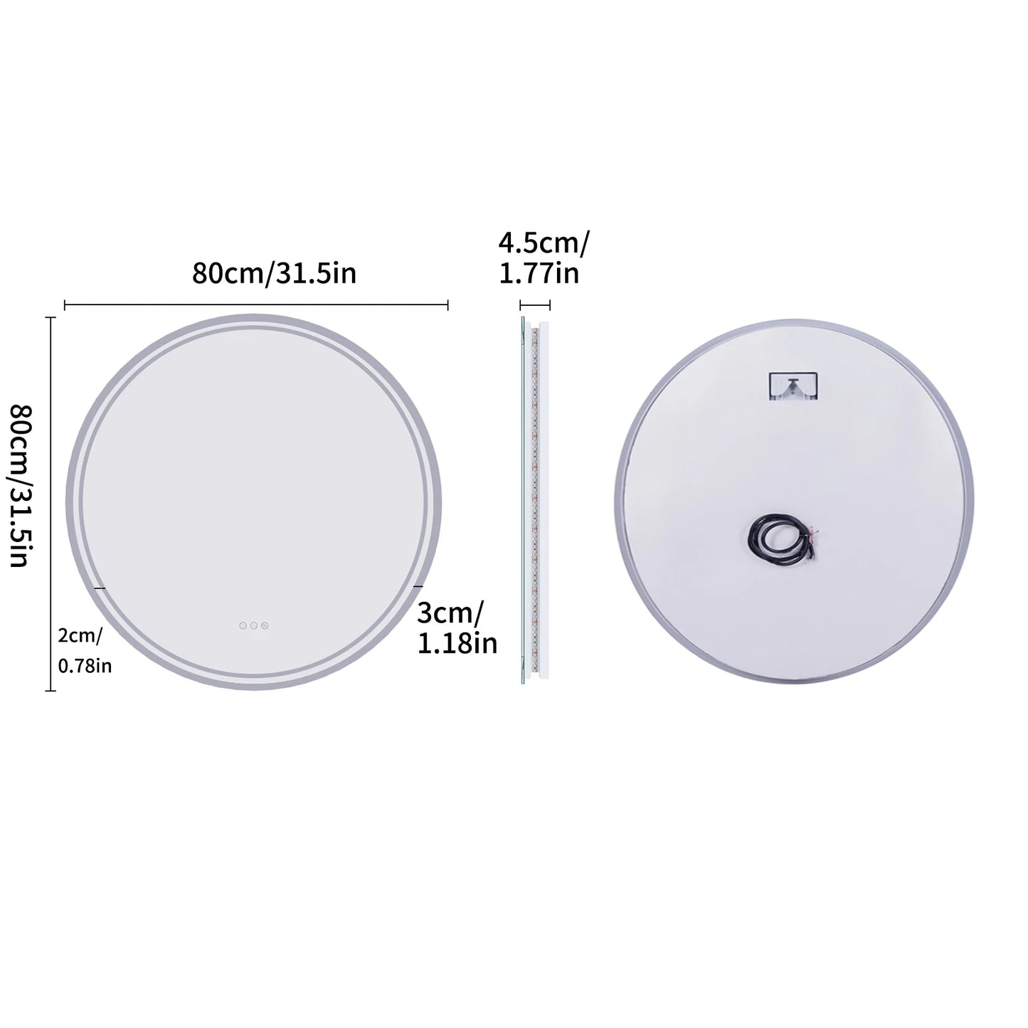 Intelligent Illuminate Big Round Mirror for Bathroom