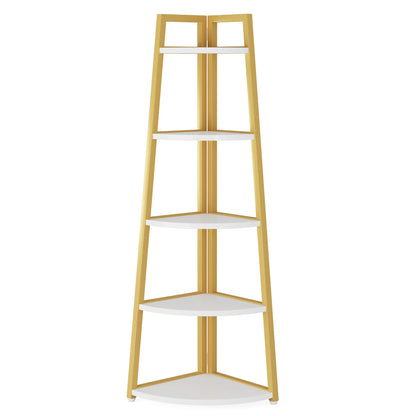 Corner Bookcase, Bookshelf with Rack Wood