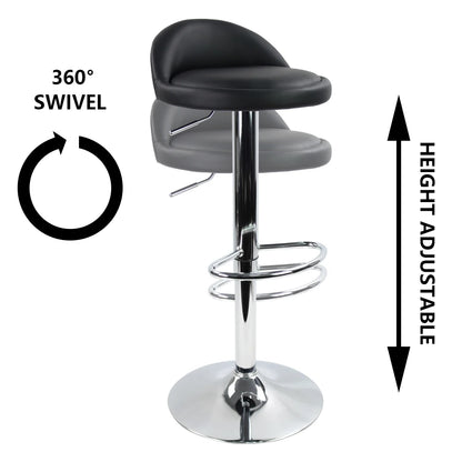 PU Leather Round Bar Stool with Back Rest Height