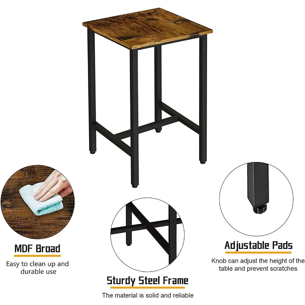 3 Piece Pub Dining Set, 2 Kitchen Counter Height Wood Top Bistro Easy Assemble Small Space Restaurant, 24”, Dinings Room Sets