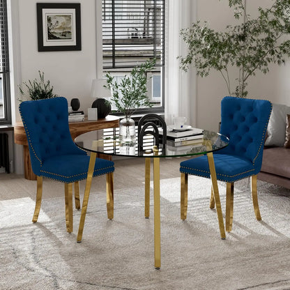 5 Piece Luxury Round Glass Dining Set, Modern Minimalist Circle Kitchen Table Set for 4, 42'' Clear Circular Glass Top Dinner Ro