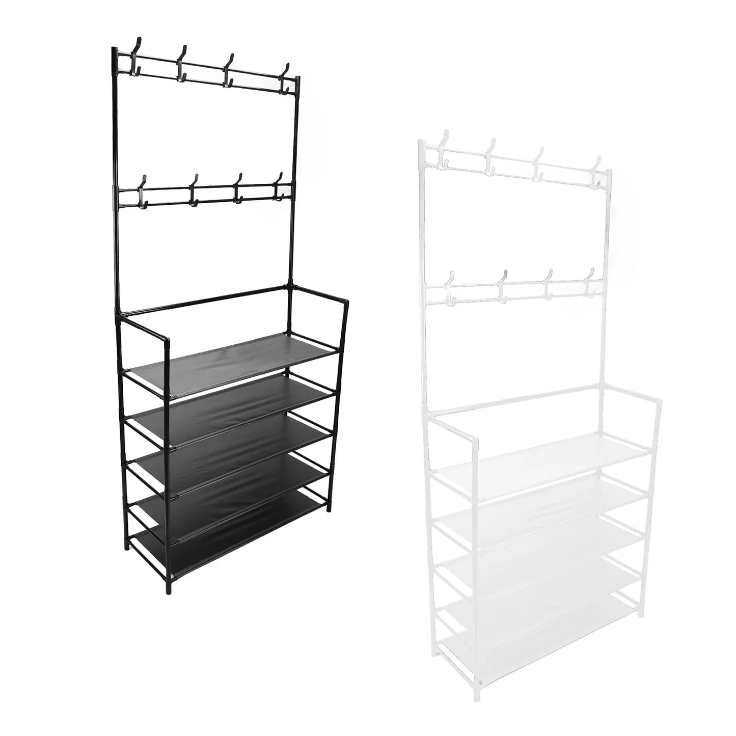 Coat Rack Stand, 2 In 1  Entryway Clothes Hanging Organizer