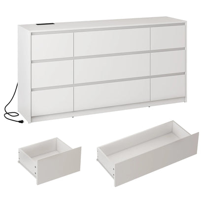 9 Drawer Dresser Chest of Drawers with Charging Station