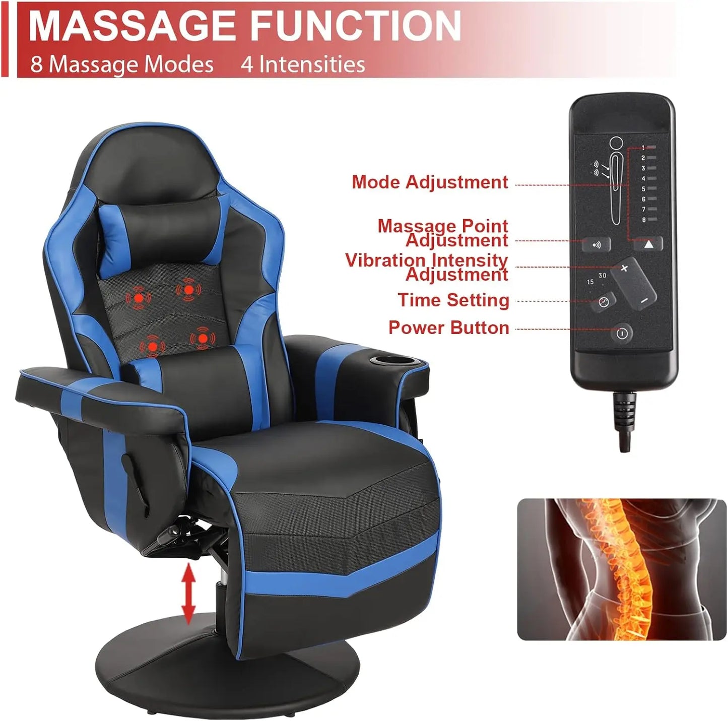 Massage Video Gaming Recliner Chair -Ergonomic Office Chair